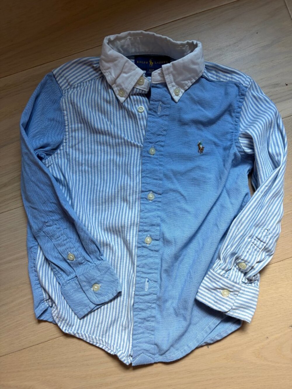 Ralph Lauren 4/4T Blue Split Stripe Oxford Button Down Shirt
